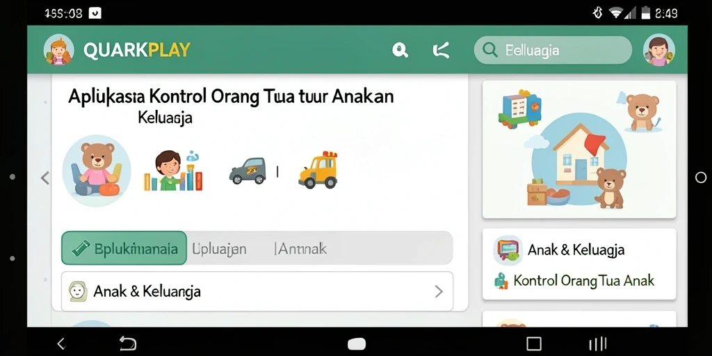 Antarmuka QUARKPLAY yang ramah anak dan orang tua.
