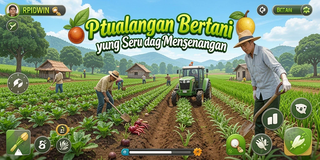 Antarmuka RPIDWIN menunjukkan ladang yang subur dan tanaman yang tumbuh dengan indah.