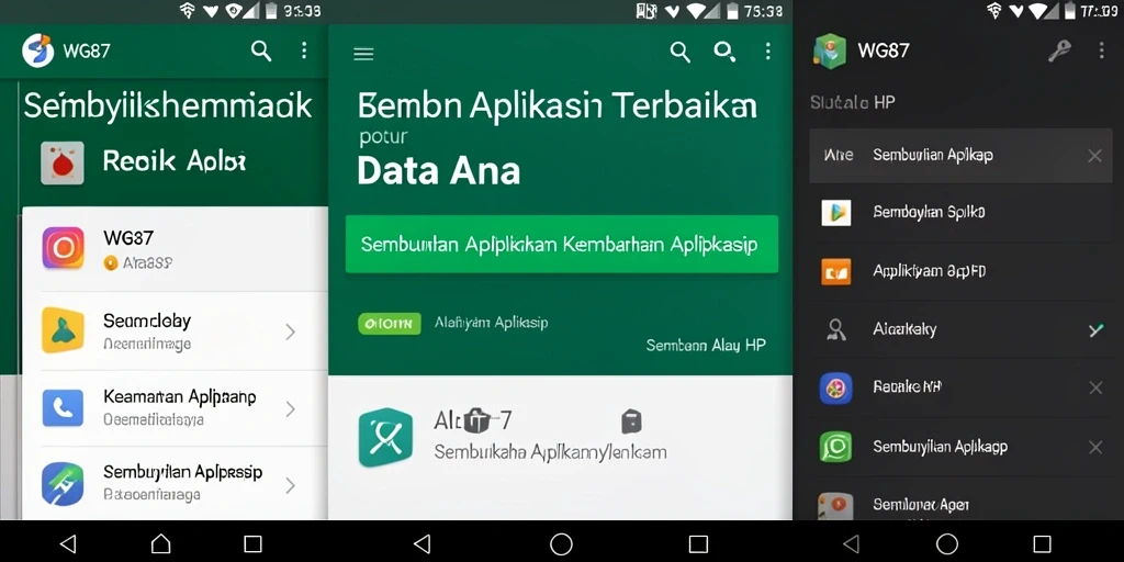 Antarmuka aplikasi WG87 untuk menyembunyikan aplikasi dengan mudah.