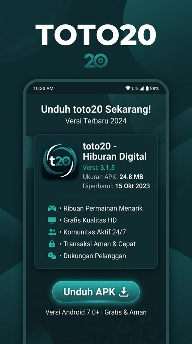 Tampilan halaman APK toto20